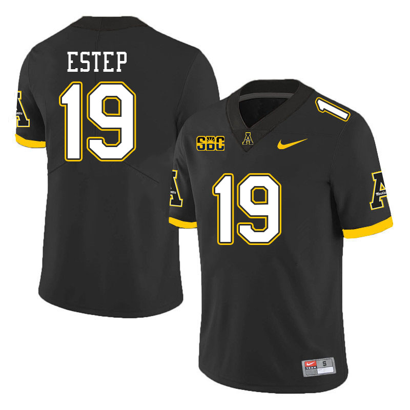 Men #19 Cameron Estep Appalachian State Mountaineers College Football Jerseys Stitched Sale-Black